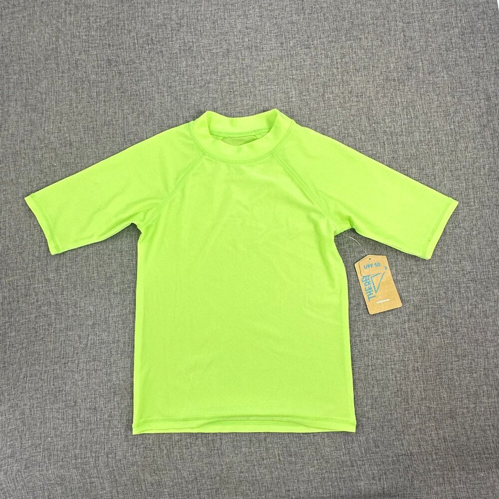New! Thereabouts Kids Swimwear Top UPF50 Small-8 $30 Stretch Summer Lime‎